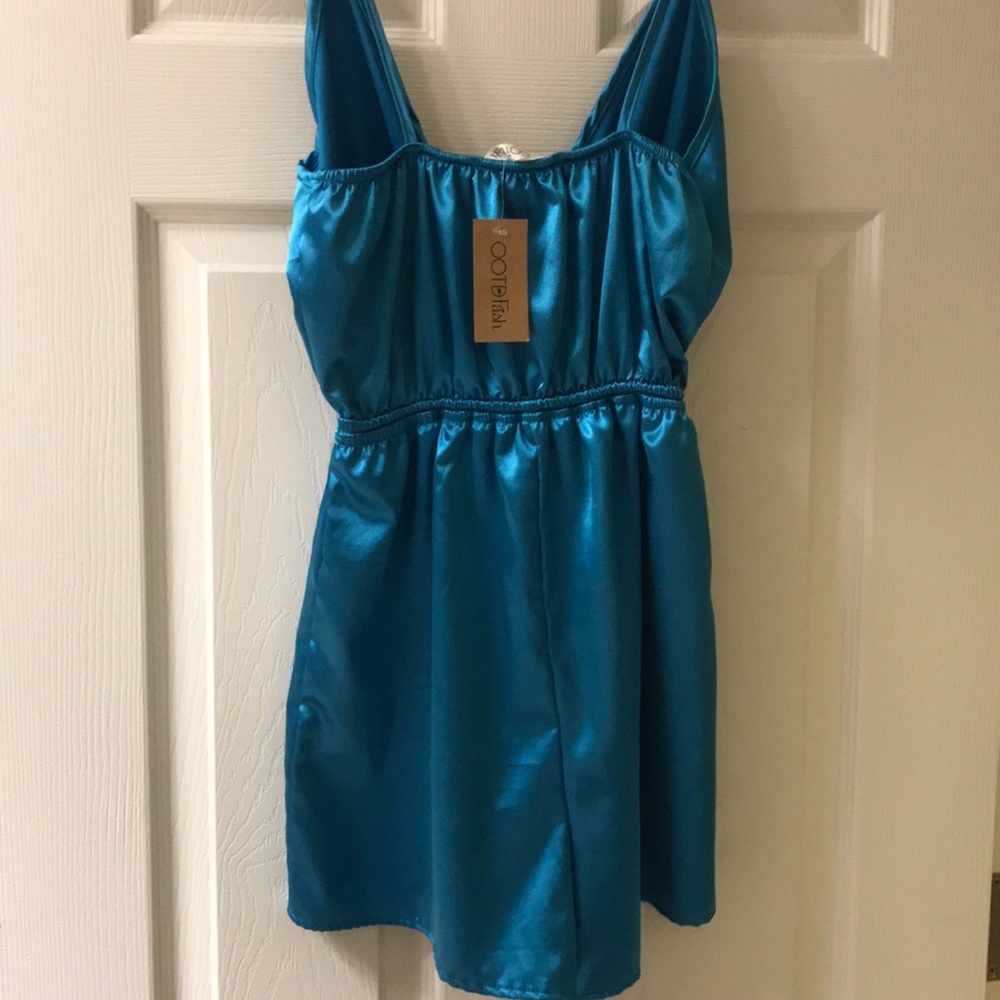 A silk blue romper